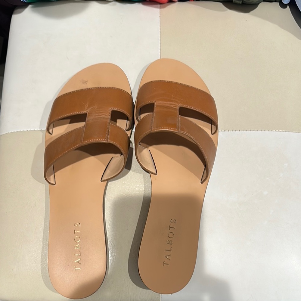 Talbots Tan Slide Sandals Minimalist Design